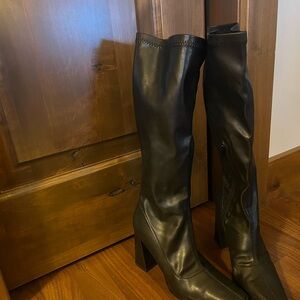 Elegant Black Leather Knee-High Boots